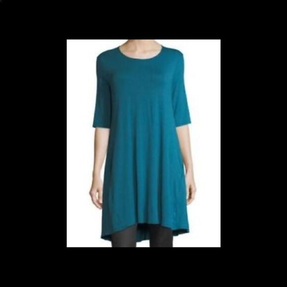 Eileen Fisher Teal Knit Swing Tunic S - Picture 1 of 6